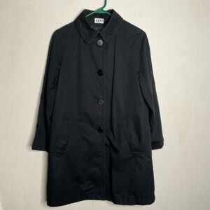 Fleurette Passport Loro Piana A-Line Swing Trench Coat Womens Black Minimalist M